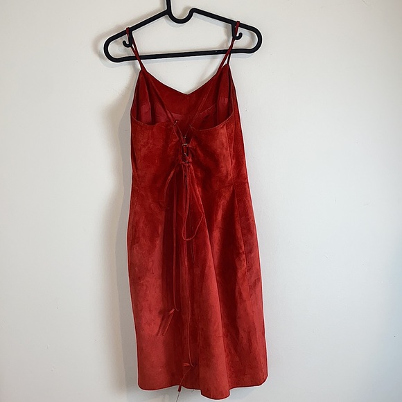 VINTAGE DANIER Genuine Leather Suede Lace Up Back Dress - Picture 3 of 11